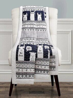 Lush Decor Llama Stripe Sherpa Throw Blanket, Multicolor, 60 Inches X 50 Inches